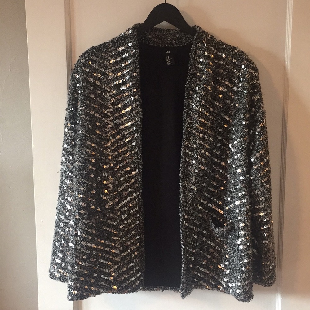 Sequined cardigan with shoulder pads